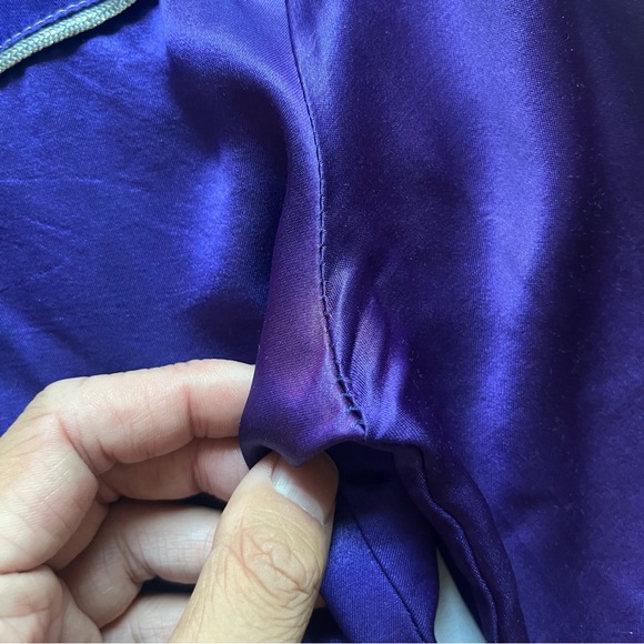 LIP SERVICE vintage purple satin piped western cowgirl cowboy snap button up - Picture 8 of 10